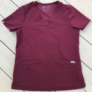Figs Casma Scrub Top Size Small Burgundy